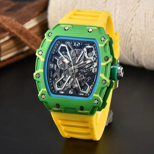 Luckacco Foreign trade new men's watch wholesale color line hollow dial quartz watch simple fashion watch spot