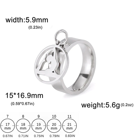 Luckacco Unift Women Stainless Steel Charms Rings Flower Leaf Spider Paw Pendant Finger Ring Fashion Minimalist Couple Jewelry