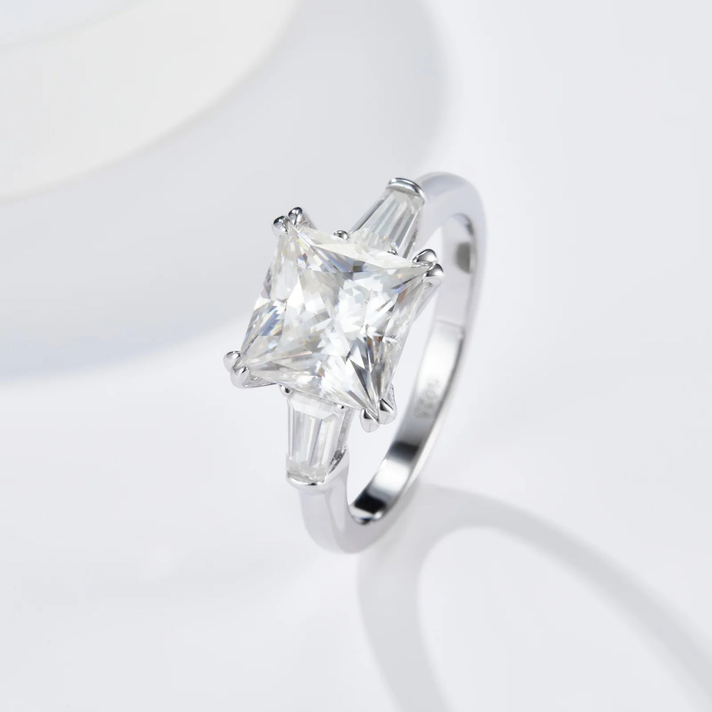 luckacco dezo 3ct princess cut moissanite engagement ring d color solid 925 sterling silver gra certificate 3-stone wedding rings for wom