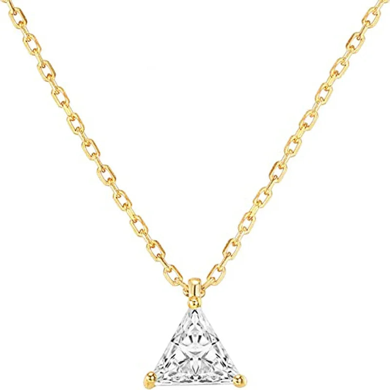luckacco caoshi brilliant triangular pendant necklace for women exquisite everyday jewelry with simple style fashionable versatile neck