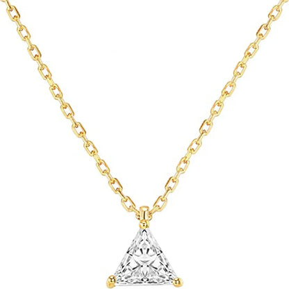 Luckacco Caoshi Brilliant Triangular Pendant Necklace for Women Exquisite Everyday Jewelry with Simple Style Fashionable Versatile Neck