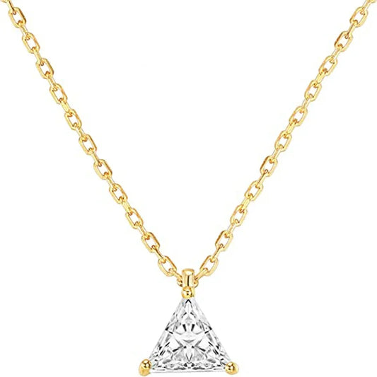 Luckacco Caoshi Brilliant Triangular Pendant Necklace for Women Exquisite Everyday Jewelry with Simple Style Fashionable Versatile Neck