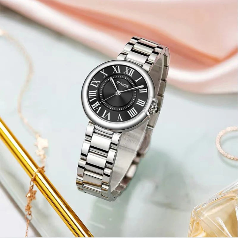 luckacco vintage classic blue balloon ladies watch roman scale dial automatic waterproof luxury student quartz watch fashion trend