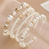 Luckacco 4pcs Unisex Fashion Simple Pearl Bracelet Set faux pearl