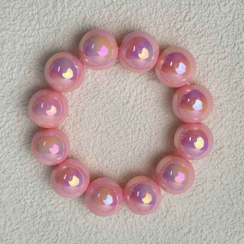 Luckacco European and American contrasting color laser beaded resin bracelet Beads 16mm C