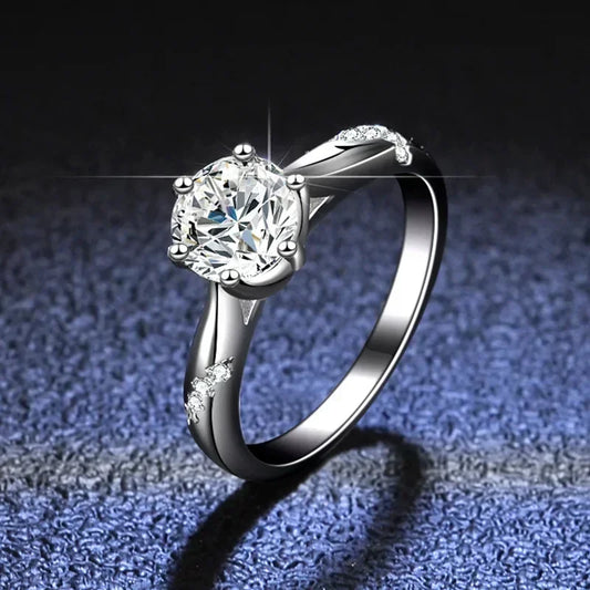 Luckacco Platinum PT950 Moissanite Diamond Rings for Women Wedding Proposal Ring Psychic Six Claw Jewelry Multi-size Available