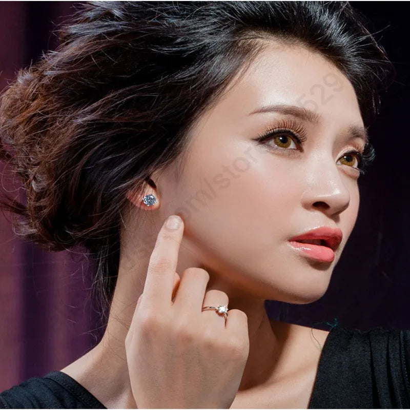 luckacco elegant classic real 925 sterling silver finger rings jewelry crystal cubic zircons 6 claws women wedding anillos