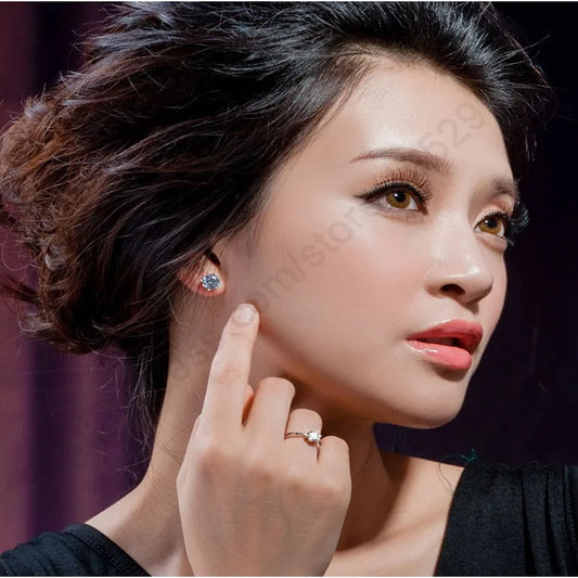 Luckacco Elegant Classic Real 925 Sterling Silver Finger Rings Jewelry Crystal Cubic Zircons 6 Claws Women Wedding Anillos