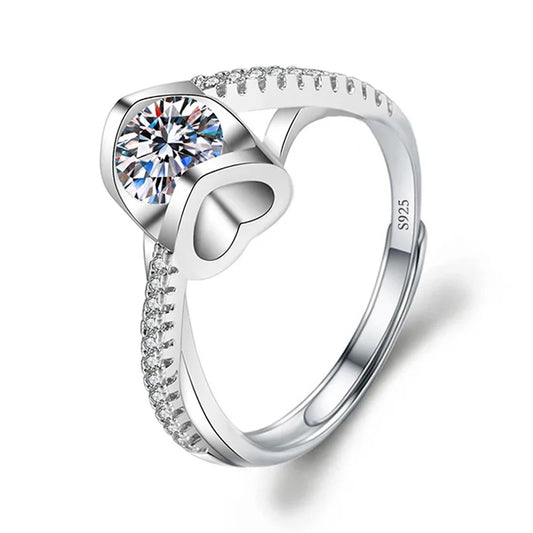 Luckacco Never Fade Luxury Classic 18K White Gold Color Ring Solitaire 2 Carat Zirconia Diamant Wedding Band Women Jewelry Accessories