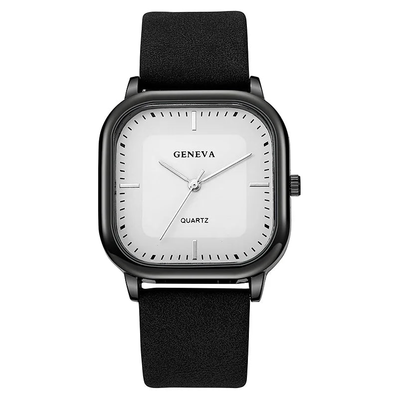 luckacco fashion square dial men watch minimalist casual leather strap quartz wristwatch man clock relogios masculino (without box)