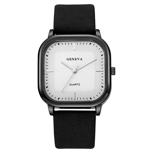 Luckacco Fashion Square Dial Men Watch Minimalist Casual Leather Strap Quartz Wristwatch Man Clock Relogios Masculino (Without Box)