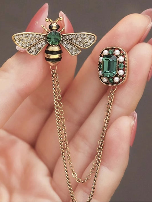 Luckacco 1 Piece Of Bee Crystal Tassel Women's Brooch Sweater With A Unique And Luxurious Design-zt3128