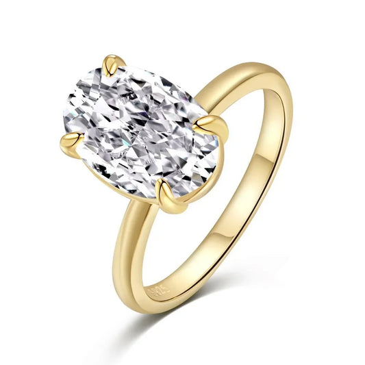 Luckacco Luxury Oval Cut Cubic Zirconia Rings for Women Simple Classic Design Wedding Engagement Promise Accessories Eternity Jewelry