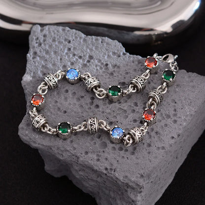 Luckacco New Arrival Trendy Colorful Crystal Thai Silver Female Bracelet  Jewelry For Women Birthday Gifts