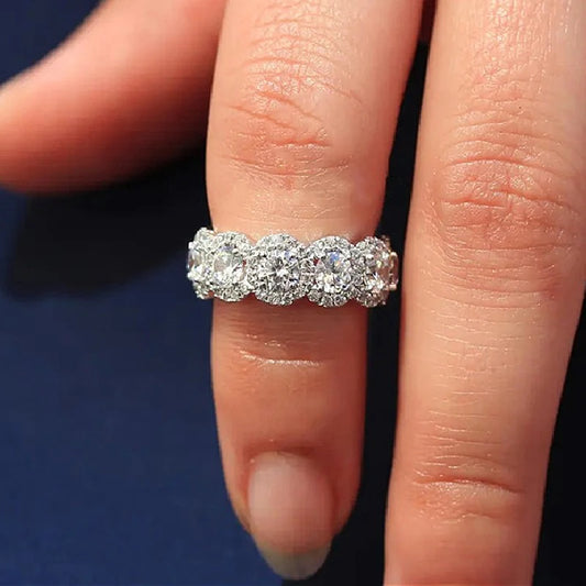 Luckacco daily picks Sparkling Cubic Zirconia Promise Rings for Women Wedding Engagement Bands Silver Color New Modern Fashion Female Jewelry