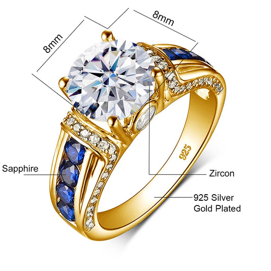 Luckacco Certified D Color VVS1 2ct Moissanite Diamond Ring For Women 100% Sterling Silver Good Quality Wedding Jewelry Pass Diamond Test