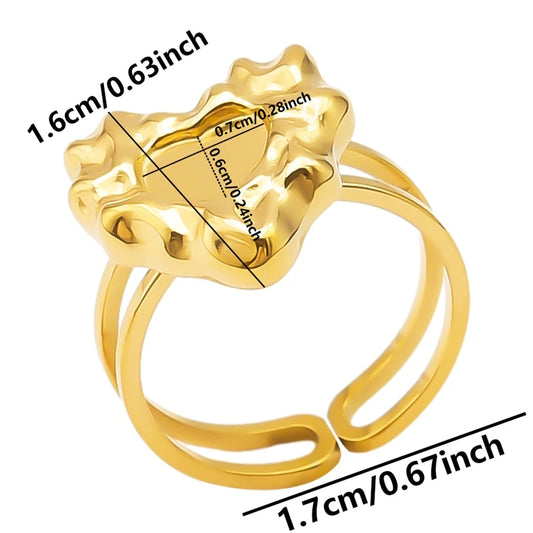 Luckacco Oval Square Leaf Heart Sun Base Open Adjustable Ring DIY Rhinestone Oil Drop Stainless Steel Rings For Women Men Jewelry Bagues