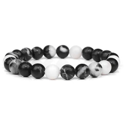 Luckacco Handmade Natural Stone African Stone Beads Bracelet Men Yoga Mala Jewelry Green Moss Agates Beaded Bracelet for Women Men