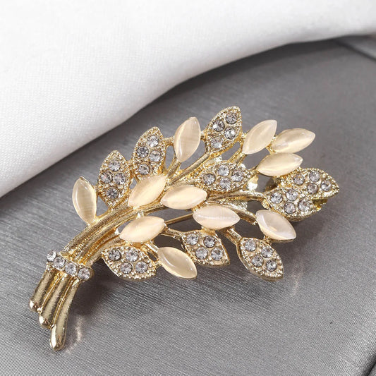 Luckacco 1PC Fashionable Opal Stone Flower Brooch Pin Garment Accessories Birthday Gift Brooches For Women Rhinestone Brooch Pin-6691