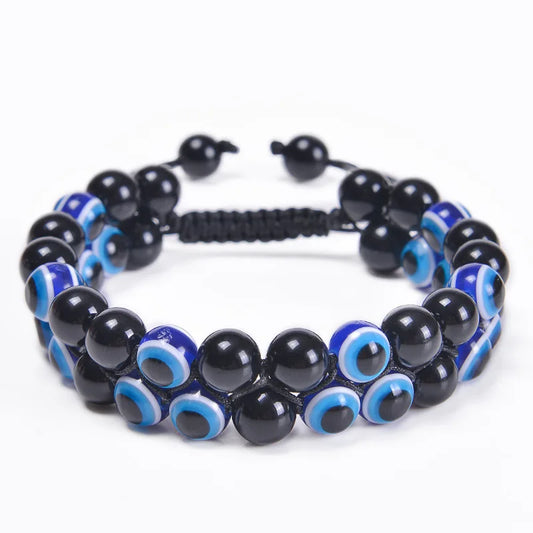 Luckacco Fashion Men Tiger Eye Natutal Stone Beaded Braided Bracelet Bangles Handmade Double Layer Lapis Lazuli Bracelets Hommes