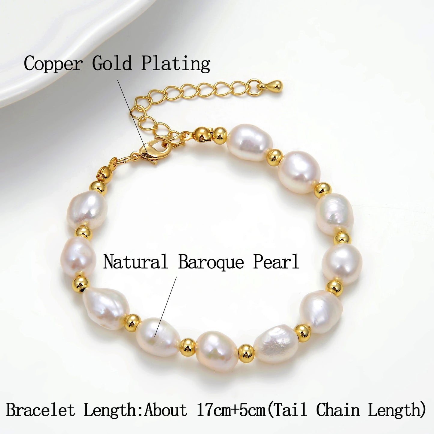 luckacco 2022 korea hot selling natural baroque pearl bracelet for women fashion simple white freshwater pearl bracelet wedding jewelry