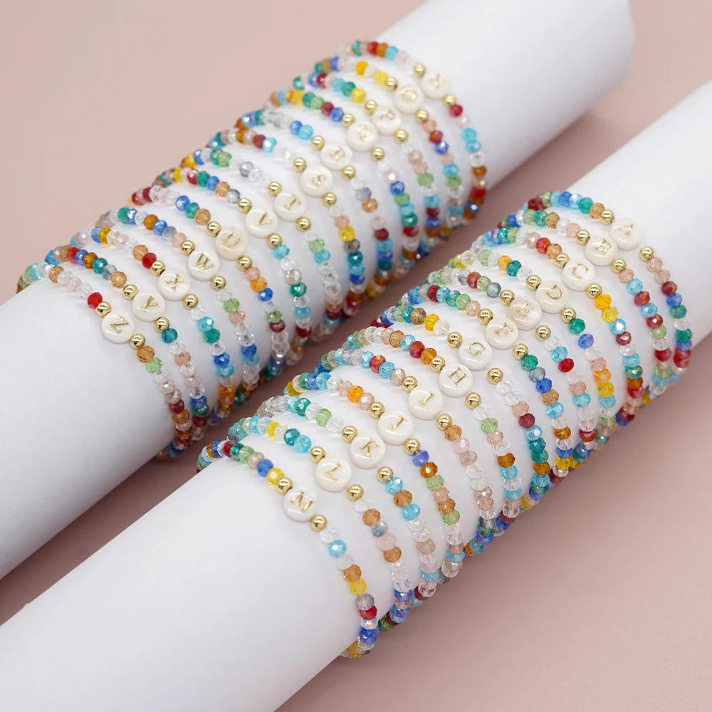 luckacco go2boho crystal shell letter a-z bracelets for women boho summer beach lucky fashion trend jewelry accessories surprise gifts