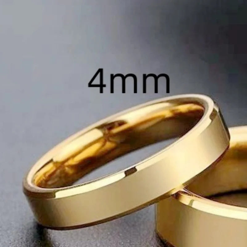 luckacco stainless steel couple rings gold colour simple women men lovers wedding jewelry halloween and christmas gifts
