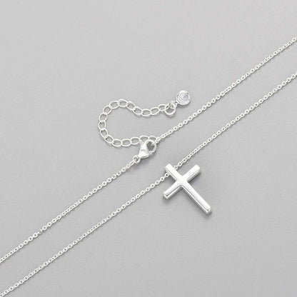 Luckacco 925 Sterling Silver Necklace For Women Adjustable Simple Cross Shape Necklace O-Chain Choker Necklaces Birthday Gift Chocker