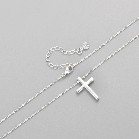 Luckacco 925 Sterling Silver Necklace For Women Adjustable Simple Cross Shape Necklace O-Chain Choker Necklaces Birthday Gift Chocker