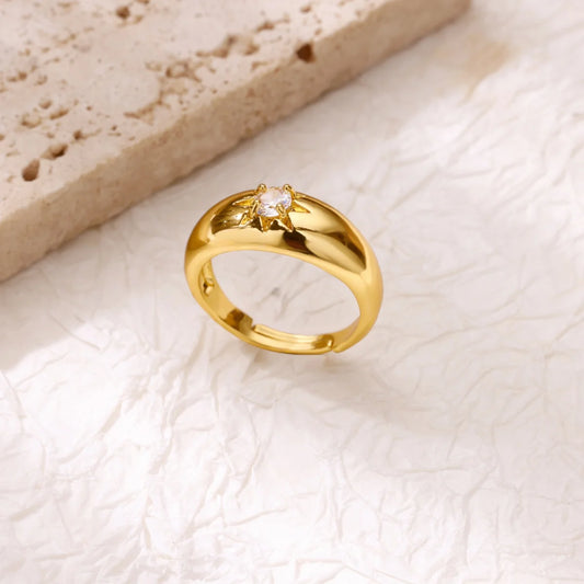 Luckacco Luxury Gold Plated Stainless Steel Geometry Rings For Women Men Open Adjustable Charm Finger Ring Wedding Party Fashion Jewelry
