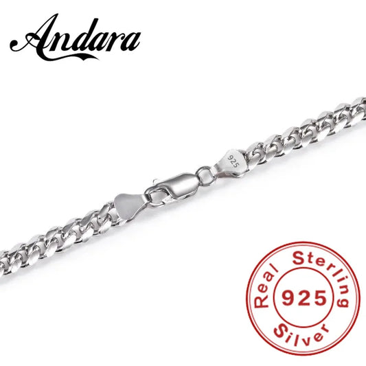 Luckacco Original 925 Sterling Silver 8MM Cuban Necklace Men Women Wedding Fine Jewelry Accessories Party Gift
