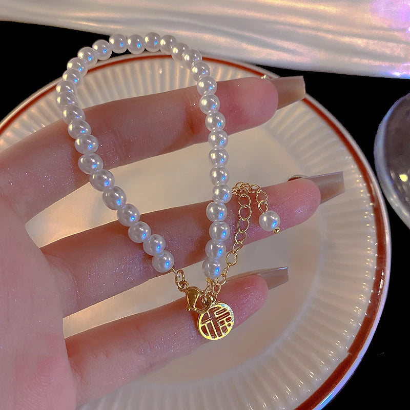 luckacco lats new fashion unique design elegant delicate baroque pearl bracelet ladies premium jewelry birthday party gift accessories