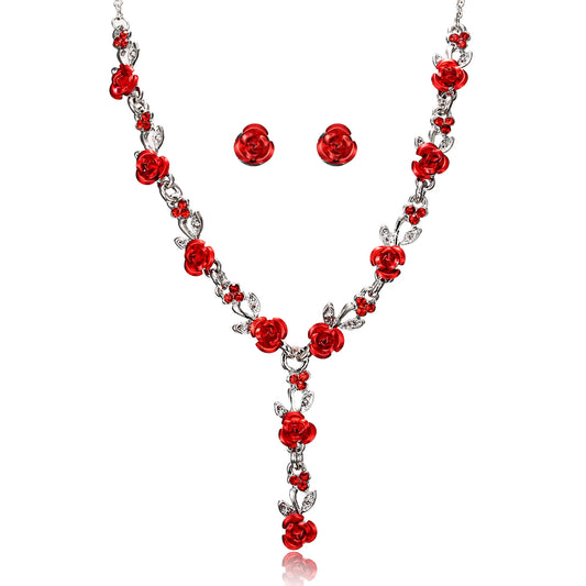 Luckacco Romantic Adjustable Red Rose Link Chain Bracelet Fashion Valentine Gift for Lover Women's Hand Bracelets Bride Jewelry Accessori