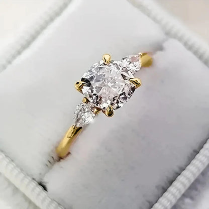 Luckacco New Retro Women Square Royal Princess Stylish Wedding Ladies Finger Ring  Pretty Gift Valentine's Surprise For Wife