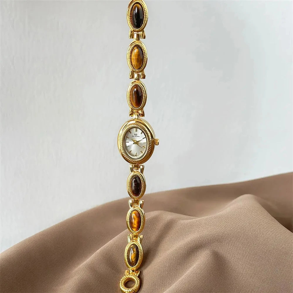 luckacco bs bee sister quartz vintage woman watch oval dial light luxury ladies wristwatches fashion casual simple women watches
