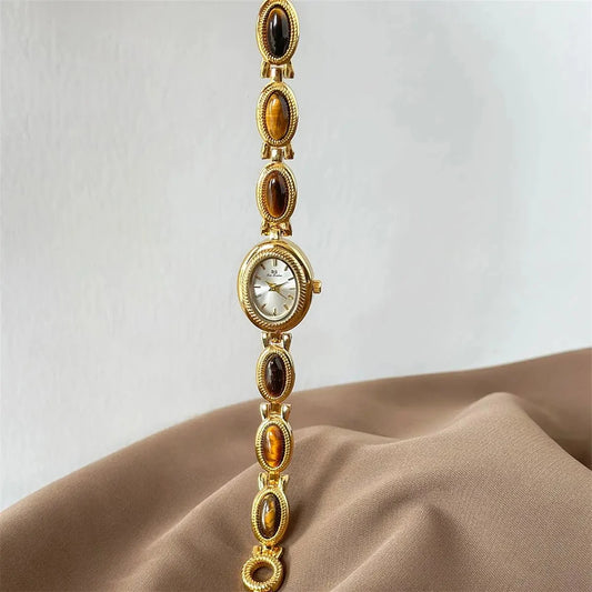 Luckacco BS Bee Sister Quartz Vintage Woman Watch Oval Dial Light Luxury Ladies Wristwatches Fashion Casual Simple Women Watches