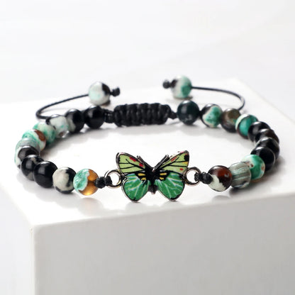 Luckacco Trendy Butterfly Beaded Bracelets For Women Men Natural Stone Beads Chain Bangles Handmade Female Bohemian Party Jewelry Gifts