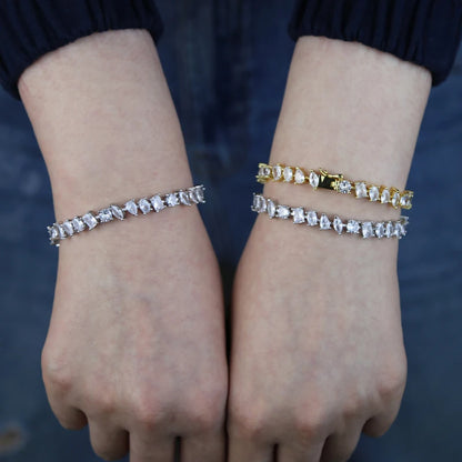 Luckacco 5A Cubic Zirconia Iced Out Bling Geometric CZ Tennis Chain Bracelet For Women Luxury Jewelry