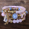 Luckacco Bohemian 4pcs Crystal Multi-layer Beaded Bracelet for Women Sweet Girls Colorful Round Shape Jewelry Friendship  Gifts