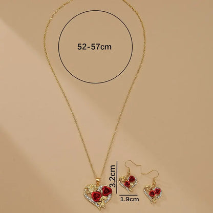 Luckacco Creative Love Rose Heart Pendant Necklace For Women Exquisite Zircon Forever Necklace Romantic Valentines Day Jewelry