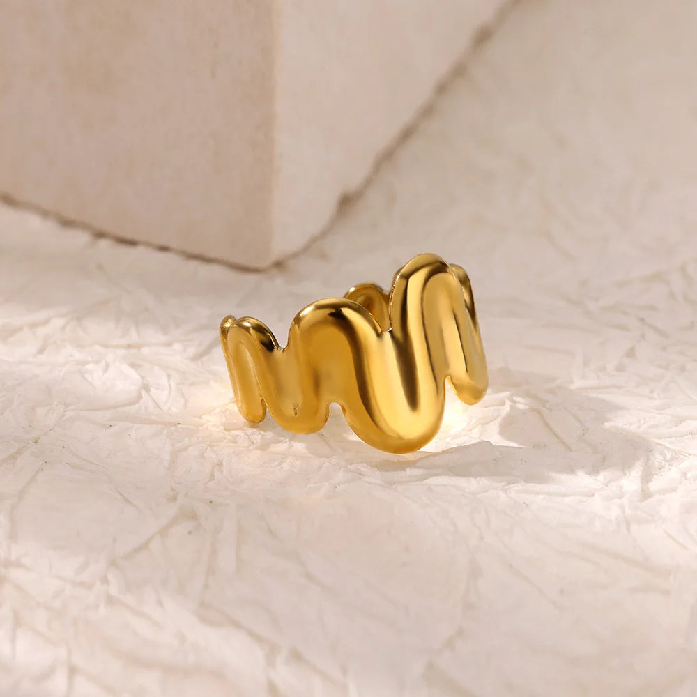 luckacco double heart rings for women gold color stainless steel open adjustable ring female fashion party wedding aesthetic jewelry gift