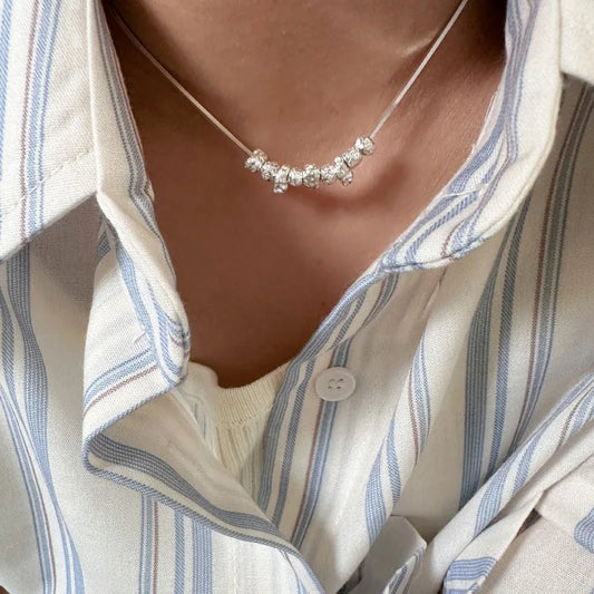 Luckacco New Trendy Fashion 925 Silver Pearl Simple Elegant Thin Chain Pendant Necklace for Women Girl Jewelry Dropship