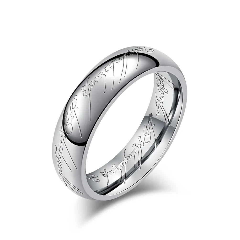 luckacco vacuum plating midi stainless steel one ring of power 3d carved refined wedding ring lovers women men fashion jewelry