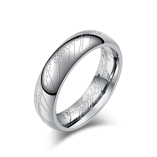 Luckacco Vacuum Plating Midi Stainless Steel One Ring of Power 3D Carved Refined Wedding Ring Lovers Women Men Fashion Jewelry