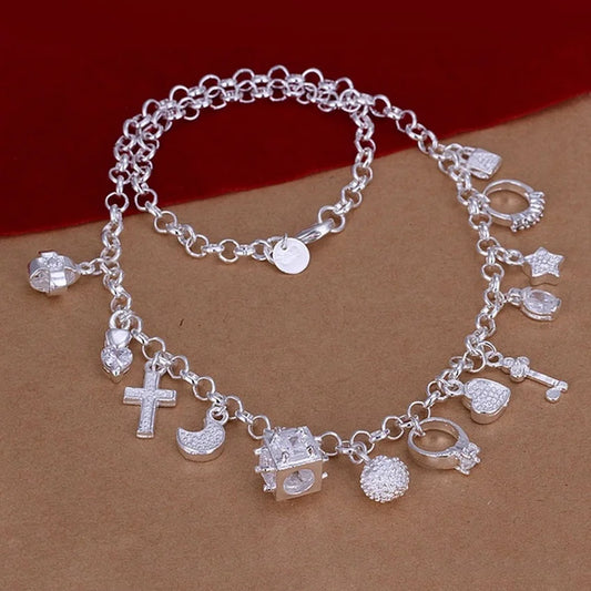 Luckacco 925 Sterling Silver Necklace 45cm Wedding Women Noble Luxury Gorgeous Charms Fashion Lady  Jewelry