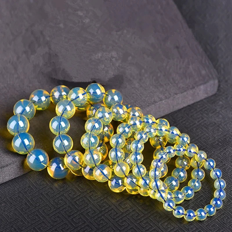luckacco dominican bracelets water purification blue amber single circle hand string amber round beads buddha bead bracelet femme gift