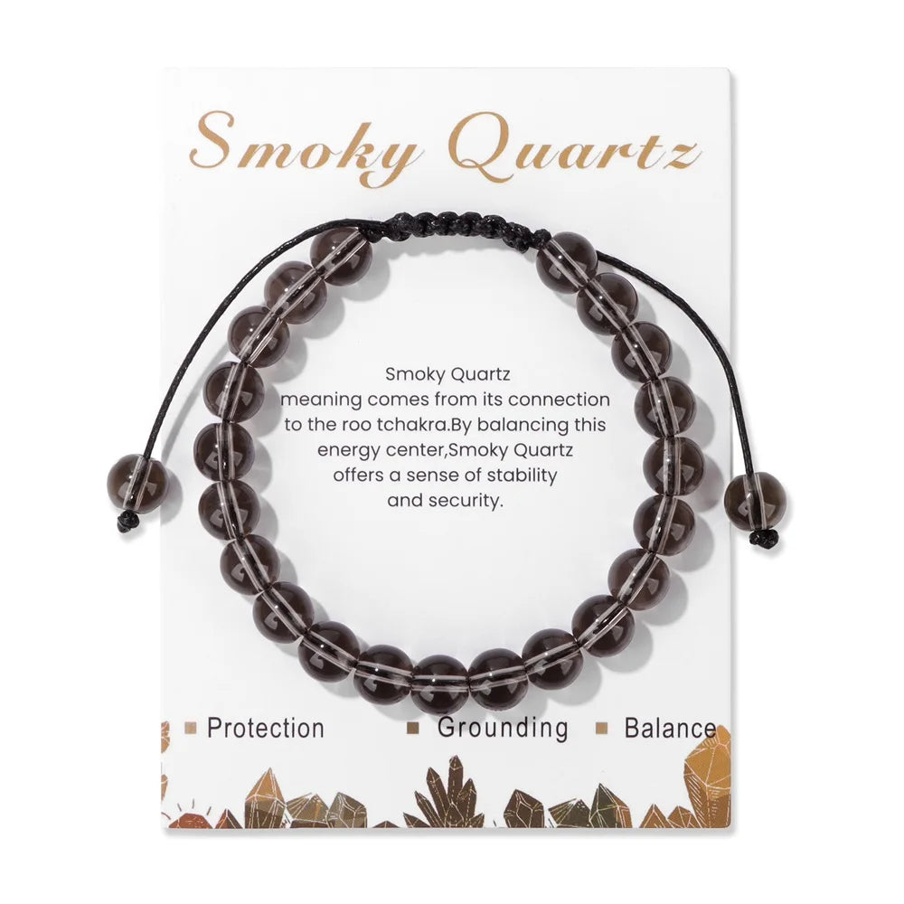 luckacco adjustable healing amethysts bracelets for women men natural stone 8mm beads braided bracelet stress relief anxiety jewelry