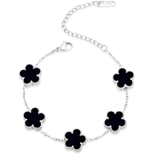 Luckacco 14K Gold Plated Five-leaf Clover Link Bracelets White Black Blue Gold Red Green Lucky Bracelets Jewelry Gifts Trendy for Women