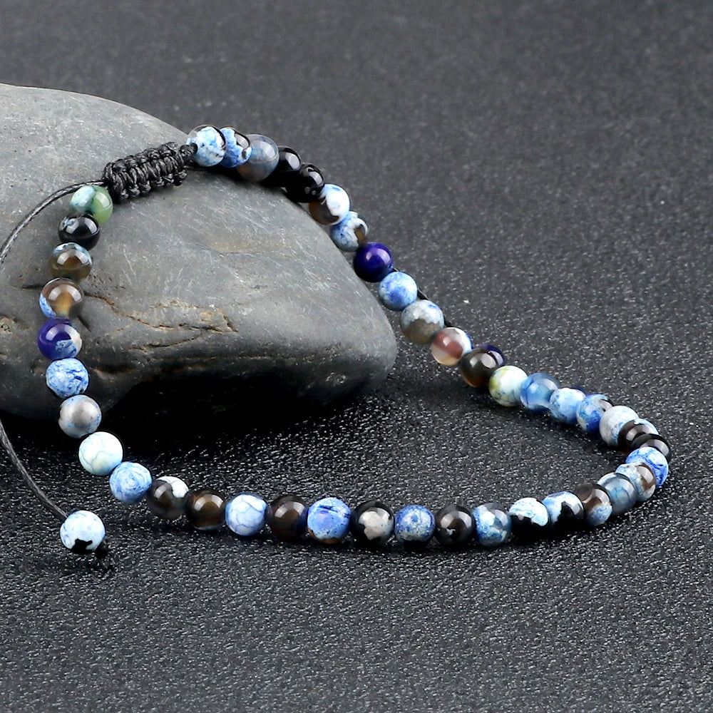 luckacco fashion women bracelets natural agates onyx stone minimalist 4mm beads bracelet handmade girls vacation jewelry best friend gift