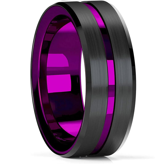 Luckacco Fashion 8mm Black Tungsten Wedding Celtic Dragon Rings Inlaid Blue Zircon Stainless Steel Rings for Men Blue Carbon Fibre Ring
